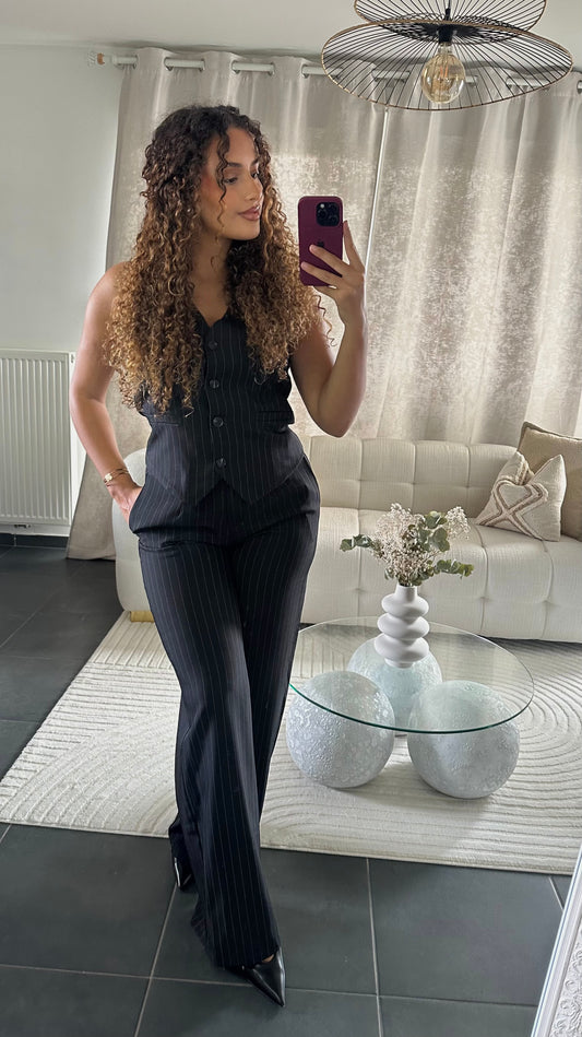 Ensemble 2 pièces blazer sans manche + pantalon