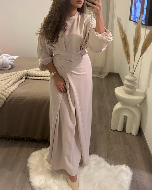 Robe à noeud beige