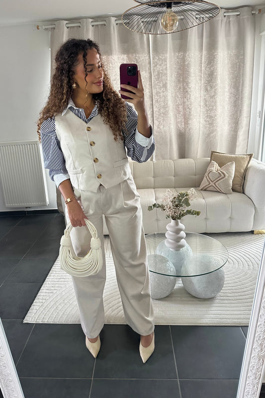 Ensemble blazer sans manche + pantalon