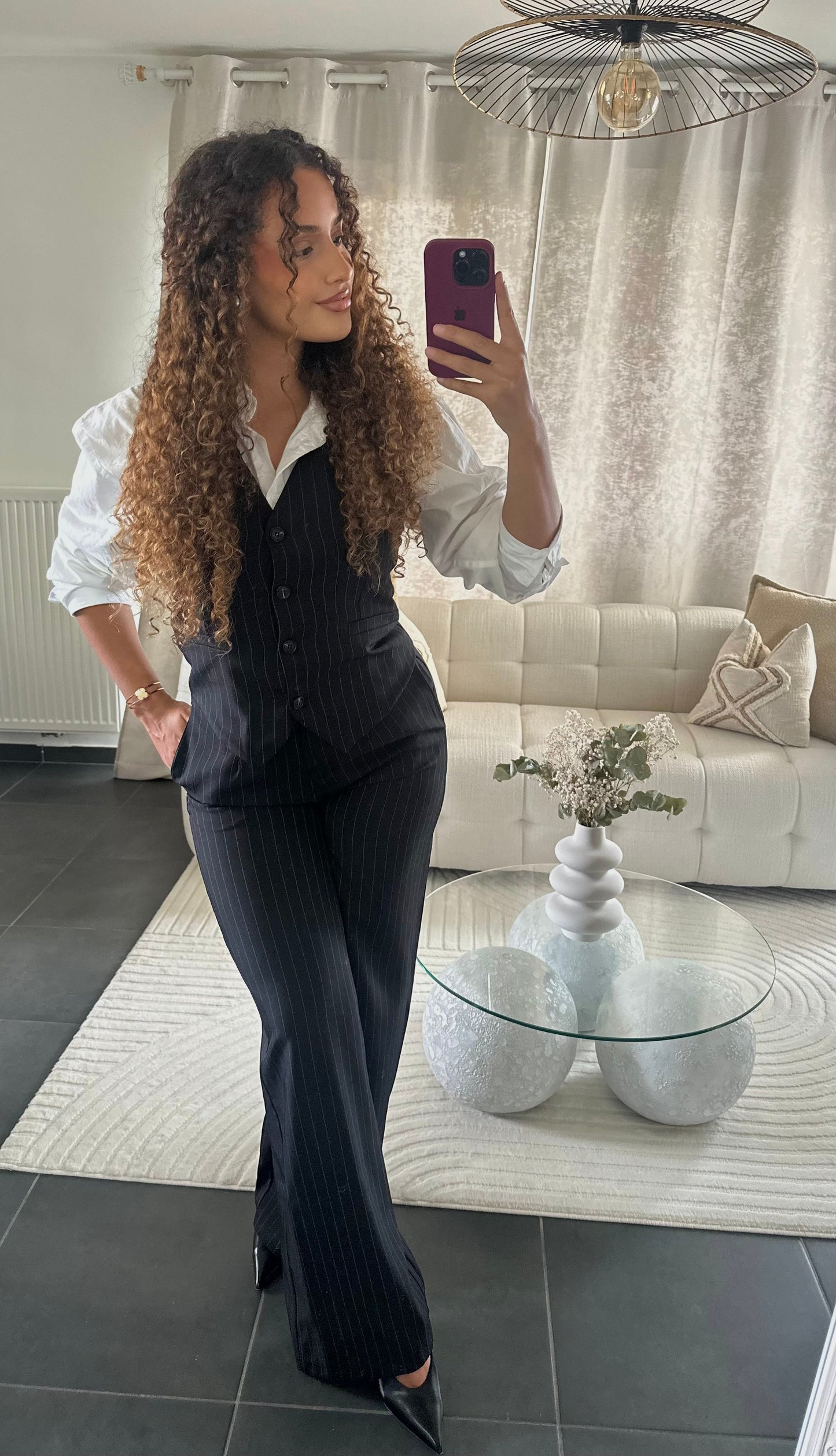 Ensemble 2 pièces blazer sans manche + pantalon